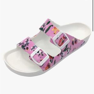FUNKYMONKEY Women's Comfort Slides Double Buckle Adjustable EVA Flat Sandals